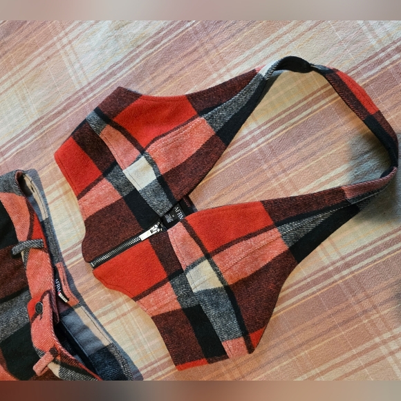 AFRM Plaid Halter Jumpsuit in Red and Black - Picture 12 of 16